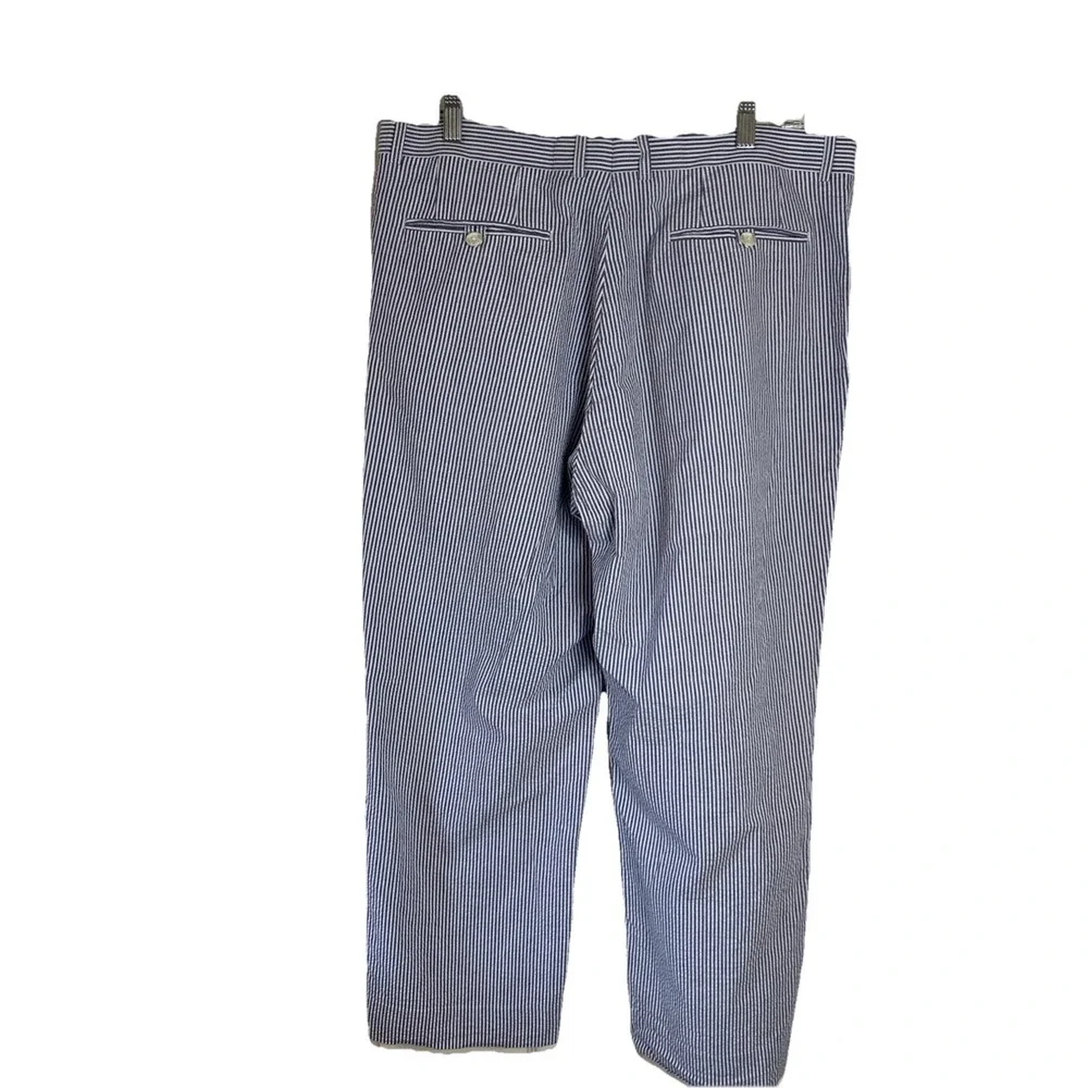 Alan Flusser Mens Dress Pants 38x30 Light Blue Seersucker Derby Preppy Classic